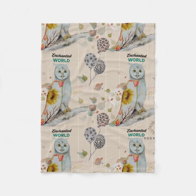 Floral Cloak Owl Fleece Baby Blanket (Front)