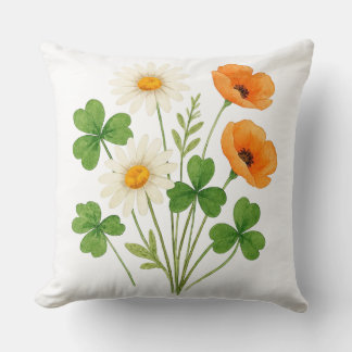 Floral Clover Bouquet St. Patrick’s Day  Cushion