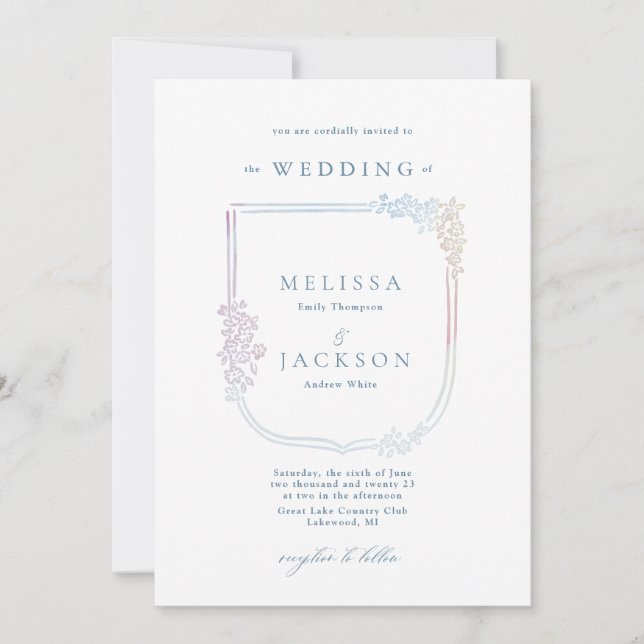 Floral Coat of Arms Wedding  Invitation (Front)