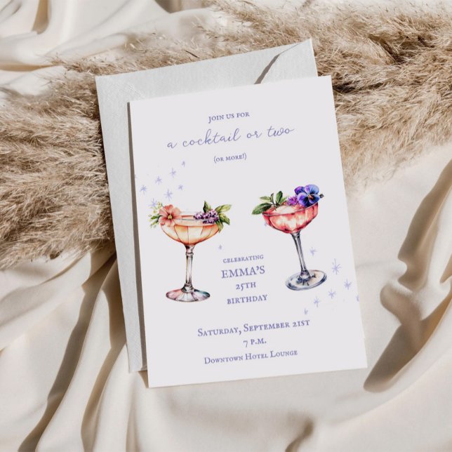 Floral Cocktail Birthday Invite (Floral Cocktail Birthday Invite)
