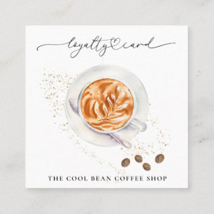 *~* Floral Coffee Bean Espresso QR Rewards Cafe Loyalty Card