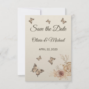 Floral Coffee Cream elegant Boho Save The Date