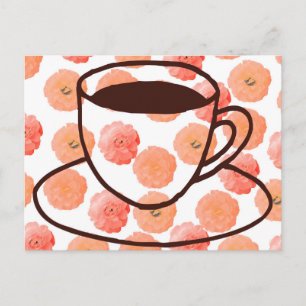 Floral Coffee Cup Postcard