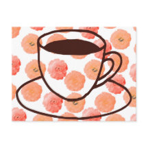Floral Coffee Cup Postcard