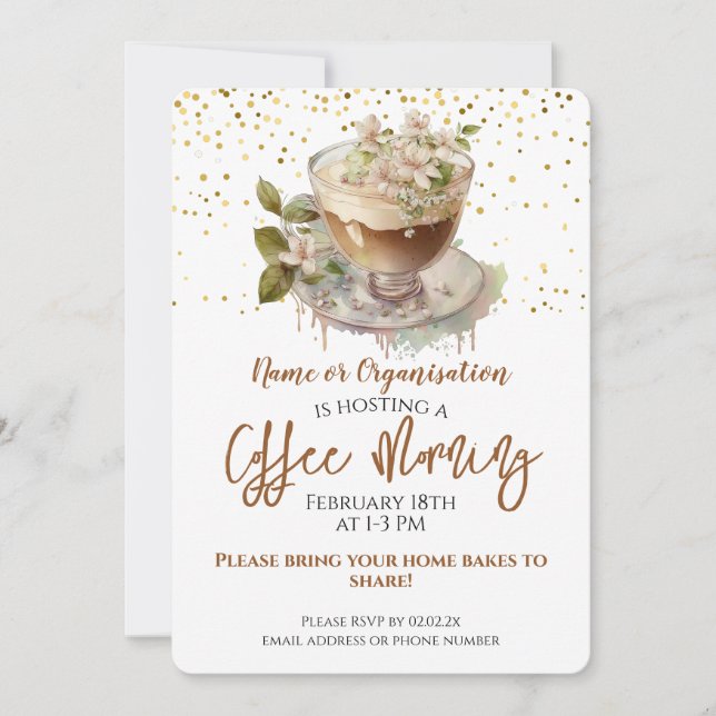 Floral Coffee Morning Fundraiser Invitation (Front)