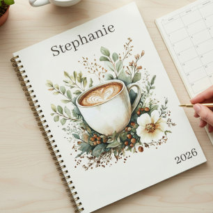 Floral Coffee Themed Personalized Planner