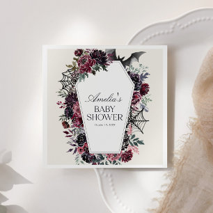 Floral Coffin Halloween Baby Shower Napkin