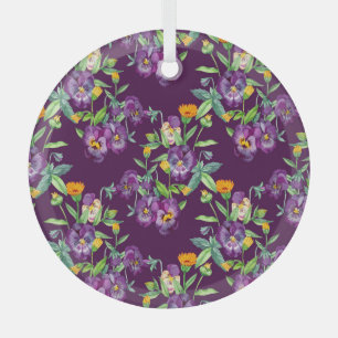 Floral collage, seamless pattern, abstract digital glass tree decoration