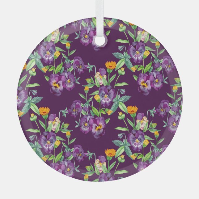 Floral collage, seamless pattern, abstract digital glass tree decoration (Front)