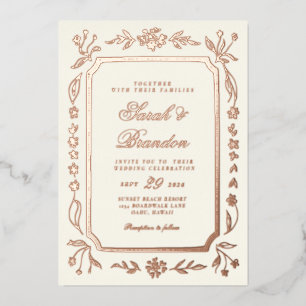 Floral Color Minimalist Script Wedding