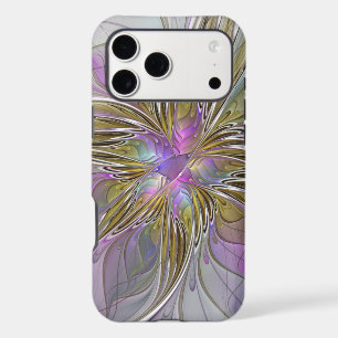 Floral Colorful Abstract Fractal With Pink & Gold