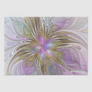 Floral Colorful Abstract Fractal With Pink & Gold Tissue Paper