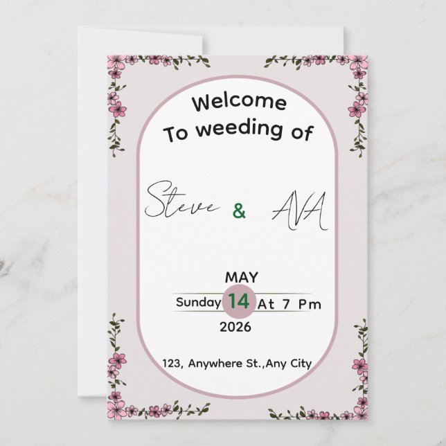 Floral Colorful Elegant Wedding Invitation (Front)