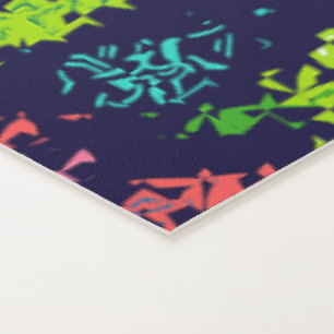 Floral colorful mosaic pattern blue background yoga mat