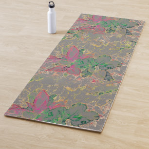 Floral Colour Block Design Yoga Mat