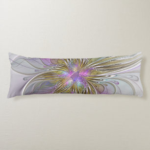 Floral Colourful Abstract Fractal With Pink & Gold Body Cushion