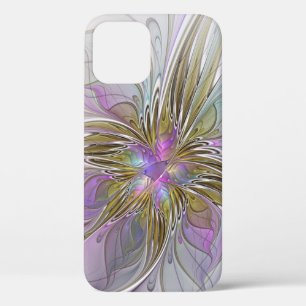 Floral Colourful Abstract Fractal With Pink & Gold iPhone 12 Pro Case