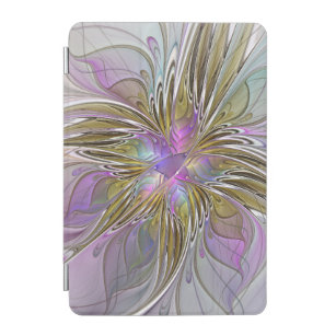 Floral Colourful Abstract Fractal With Pink & Gold iPad Mini Cover