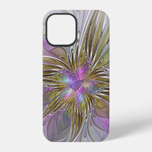 Floral Colourful Abstract Fractal With Pink & Gold iPhone 12 Case