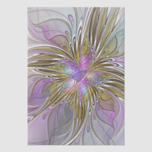 Floral Colourful Abstract Fractal With Pink & Gold Tissue Paper