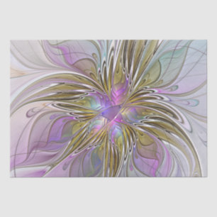Floral Colourful Abstract Fractal With Pink & Gold Tissue Paper