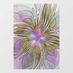 Floral Colourful Abstract Fractal With Pink & Gold Window Cling