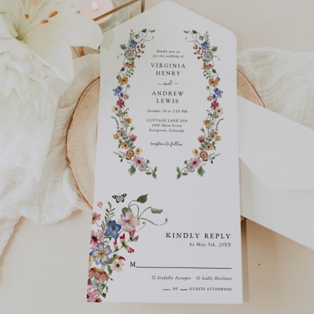 Floral Colourful All In One Invite (Floral Colorful Wedding All In One Invite by Painted Paperie
)