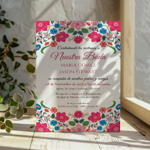 Floral Colourful Elegant Boda Spanish Wedding Invitation