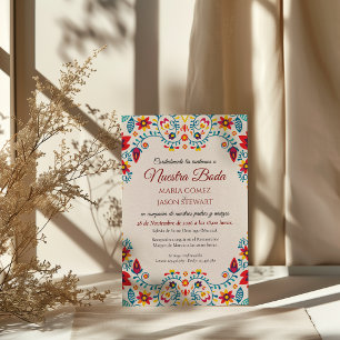 Floral Colourful Elegant Boda Spanish Wedding Invitation