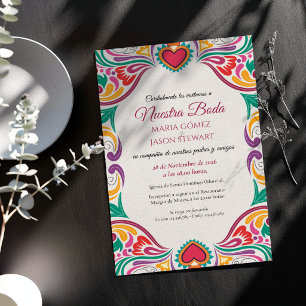 Floral Colourful Fiesta Boda Spanish Wedding Invitation