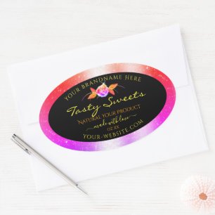 Floral Colourful Glitter on Black Product Labels