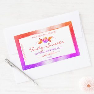 Floral Colourful Glitter on White Product Labels