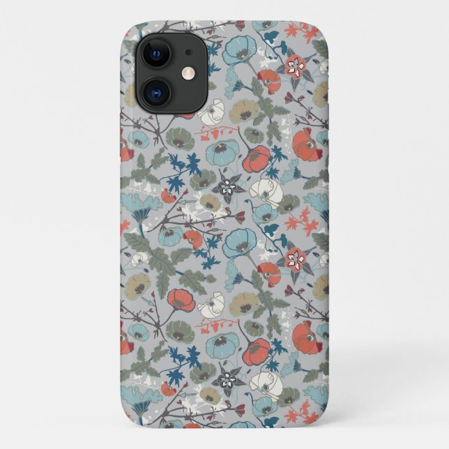 Floral Colourful Joyful Blue Orange Green Pattern Case-Mate iPhone Case (Back)