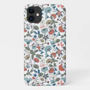 Floral Colourful Joyful Blue Orange Green Pattern iPhone 11 Case