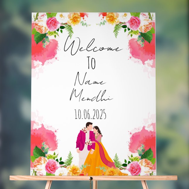 Floral colourful Mendhi sign  (Neutral)