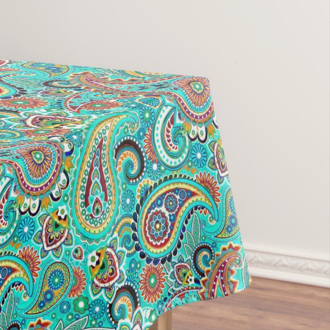Floral Colourful Paisley Tablecloth (In Situ)