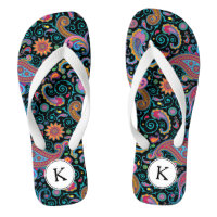 Floral Colourful Paisley White Accent Monogram
