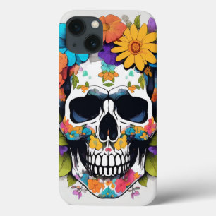 Floral Colourful Skull iPhone 13 Case