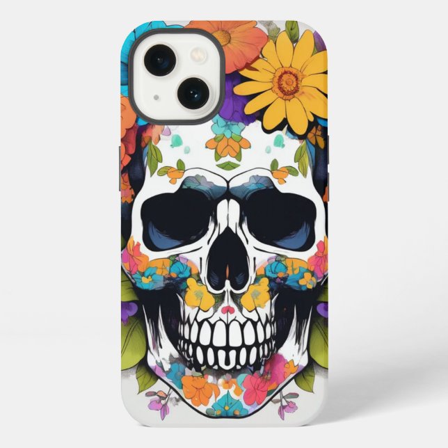 Floral Colourful Skull  iPhone Case (Back)