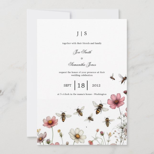 floral colourful summer invitation (Front)