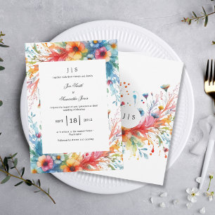 floral colourful summer invitation