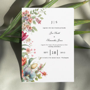 floral colourful summer invitation