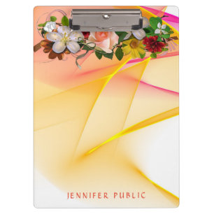 Floral Colourful Watercolor Template Red Pink Clipboard
