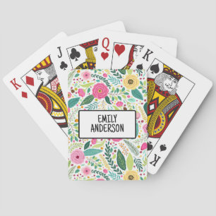 Floral colourful wildflower personalised playing cards