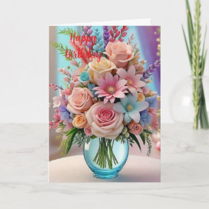 Floral Colourful Wildflowers Birthday Card