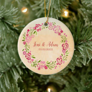 Floral Colourful Wreath Ceramic Tree Decoration