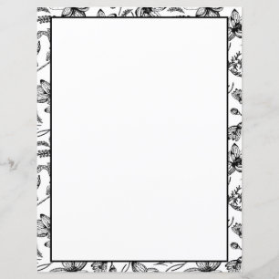 Floral Colouring Page Two Sides Stationery Sheets