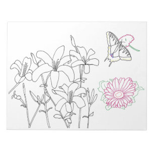 Floral Colouring Pages on Notepads
