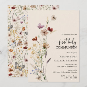 Floral Communion Invitation