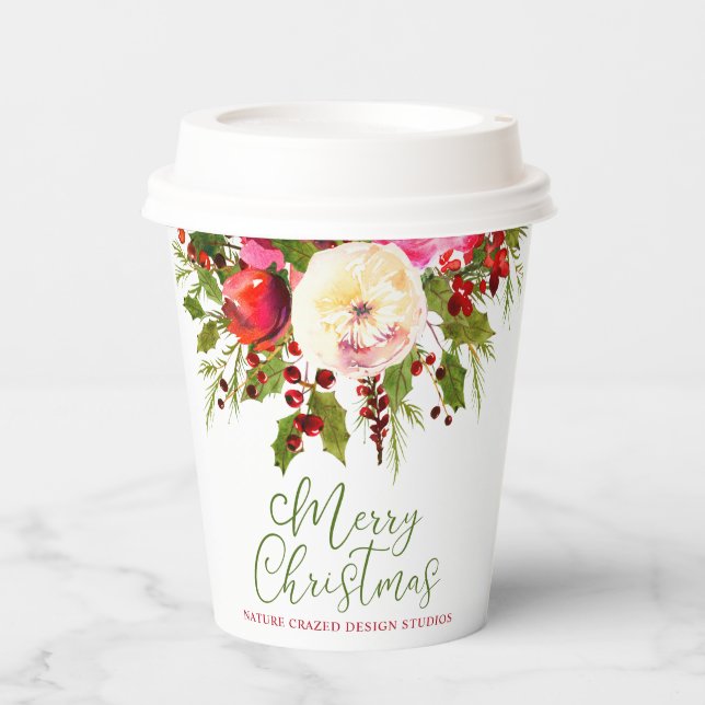 Floral Company Christmas Paper Cups (Front)